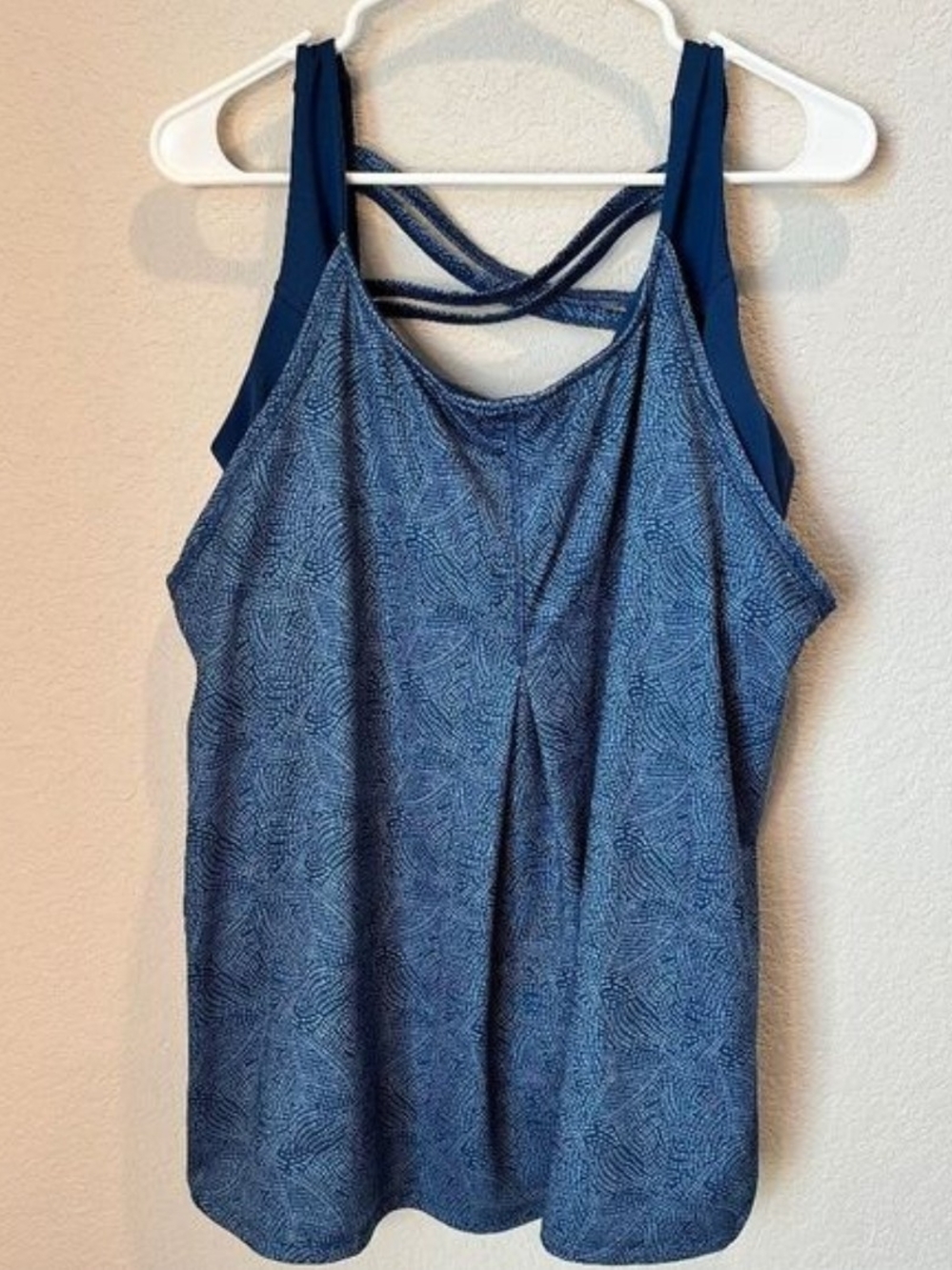 Jockey Blue Activewear Sleeveless Built In Bra Workout Tank Top - Size 1X -EUC
